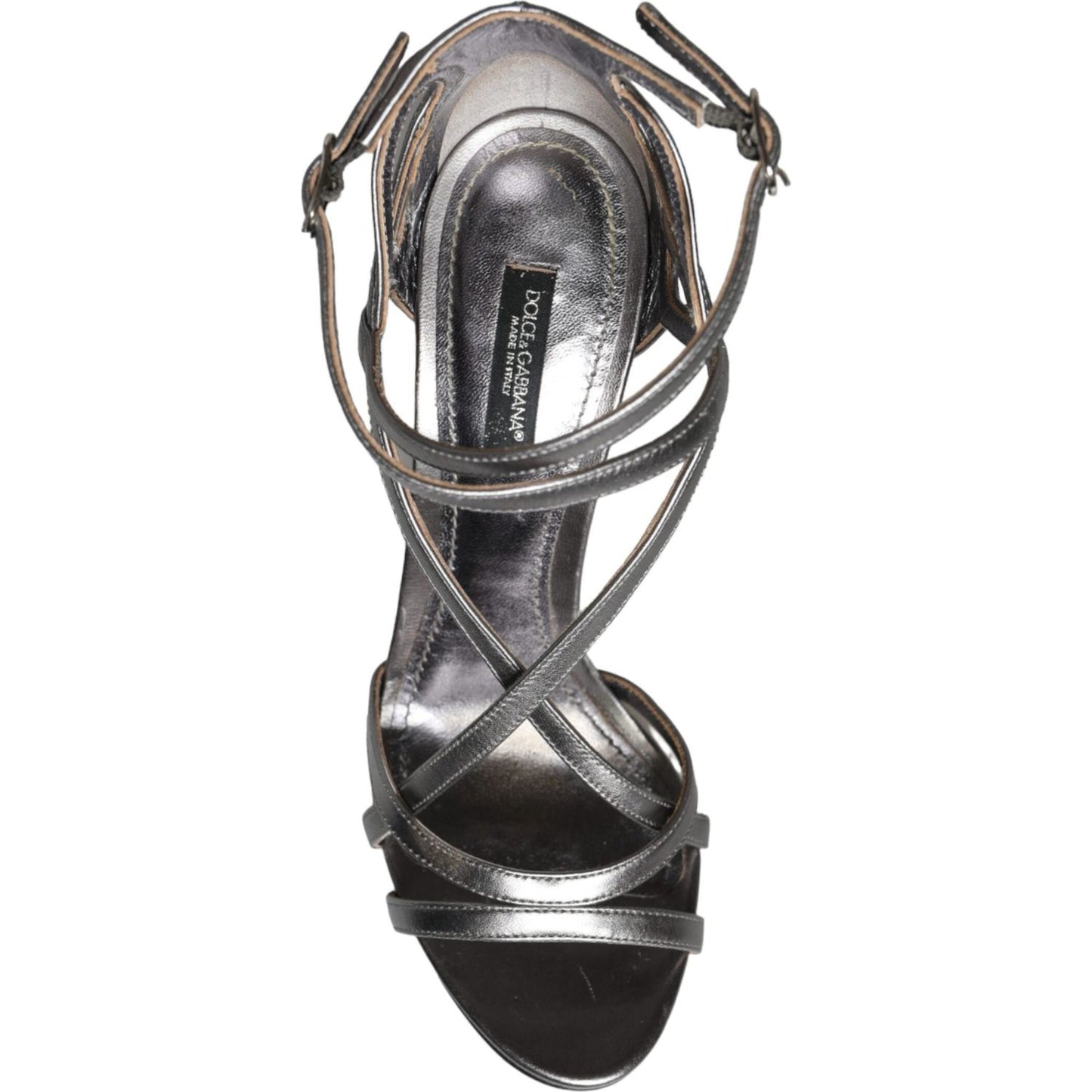 Dolce & Gabbana Silver Keira Leather Heels Sandals Shoes LA11511-37