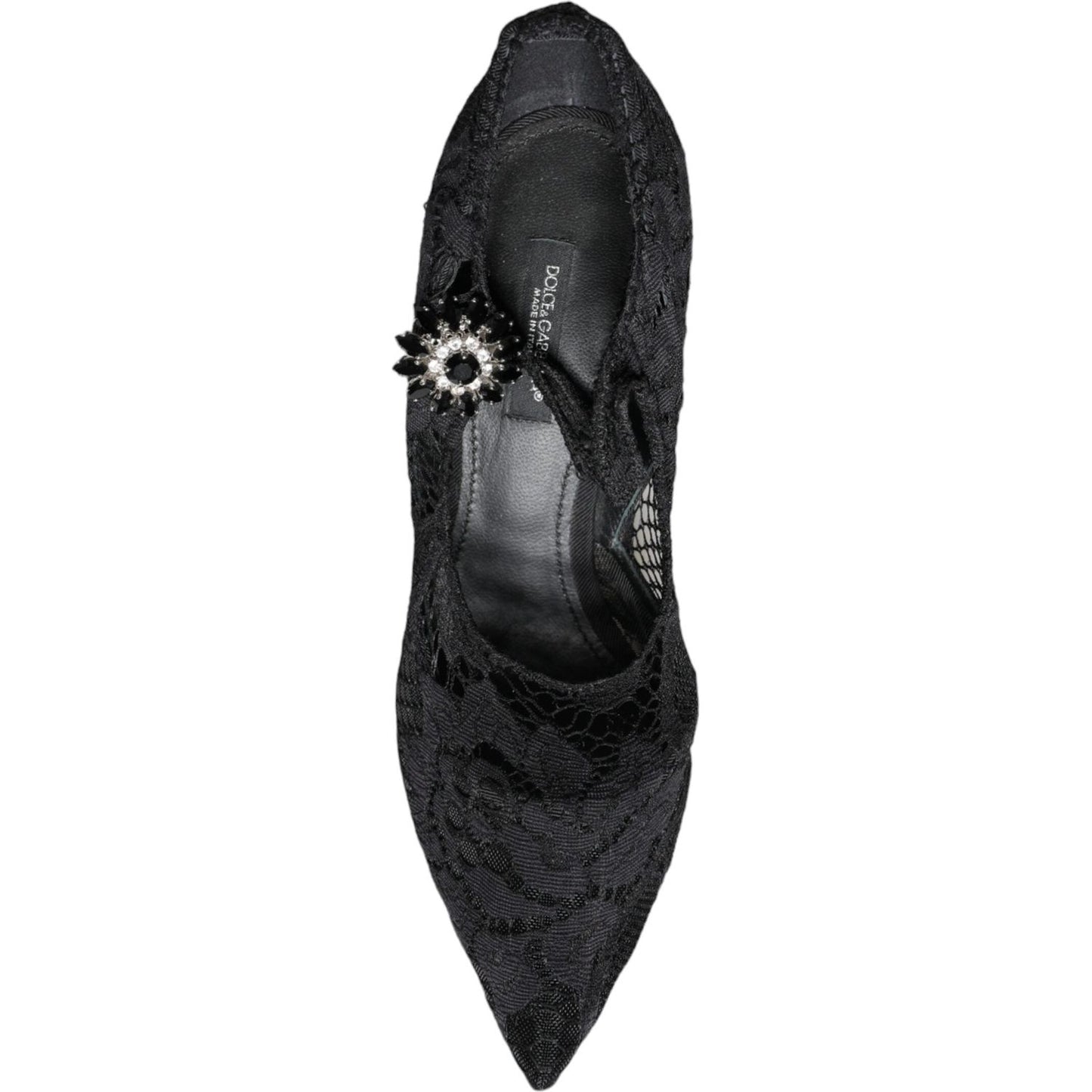 Dolce & Gabbana Black Mary Jane Pumps Lace Crystals Heels Shoes Dolce & Gabbana