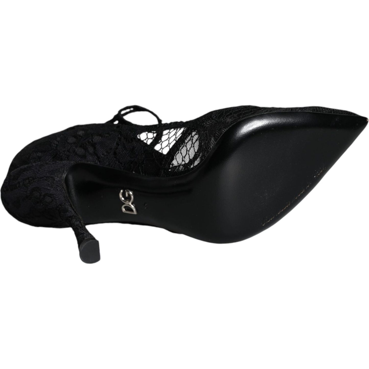 Dolce & Gabbana Black Mary Jane Pumps Lace Crystals Heels Shoes Dolce & Gabbana