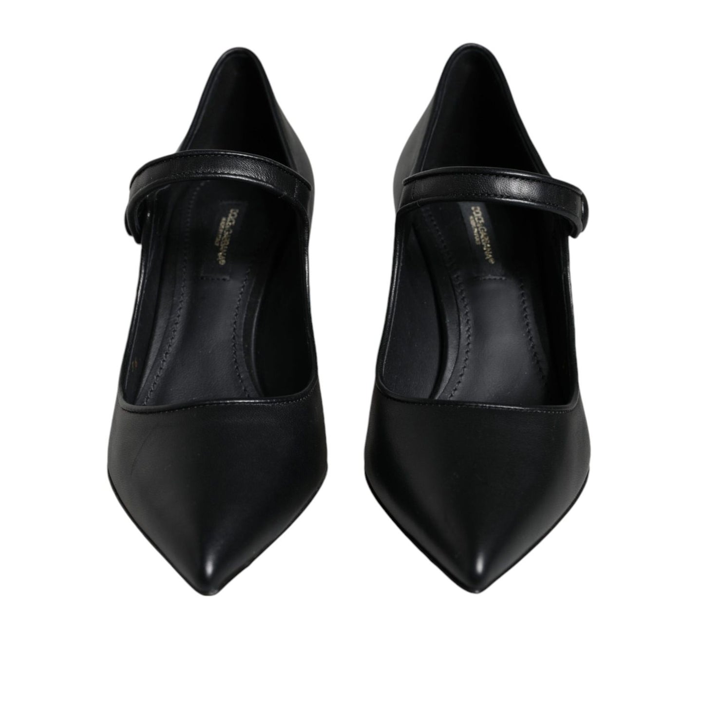 Dolce & Gabbana Black Leather Logo Heels Mary Janes Pumps Shoes