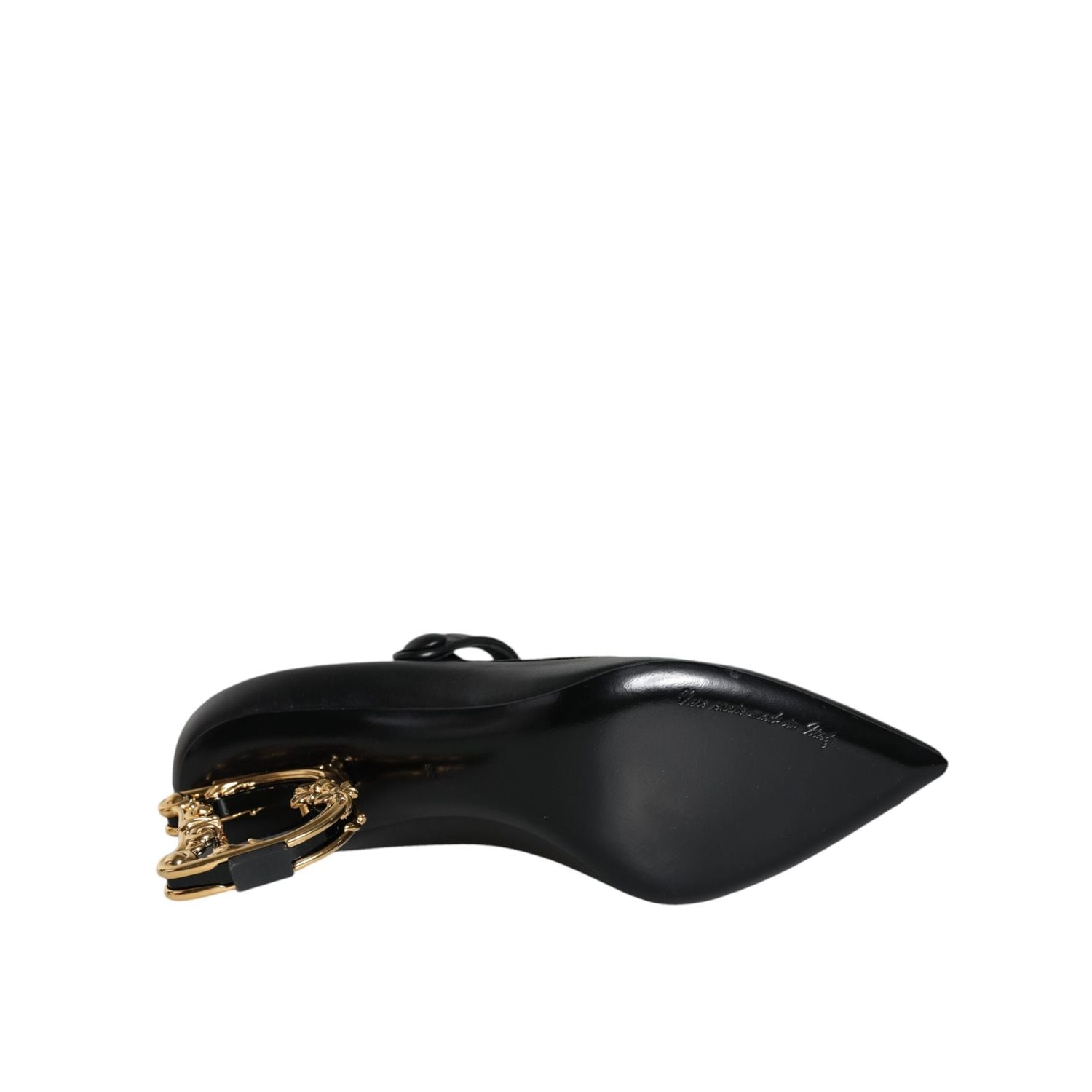 حذاء ماري جين بكعب عالٍ من الجلد الأسود من دولتشي آند غابانا