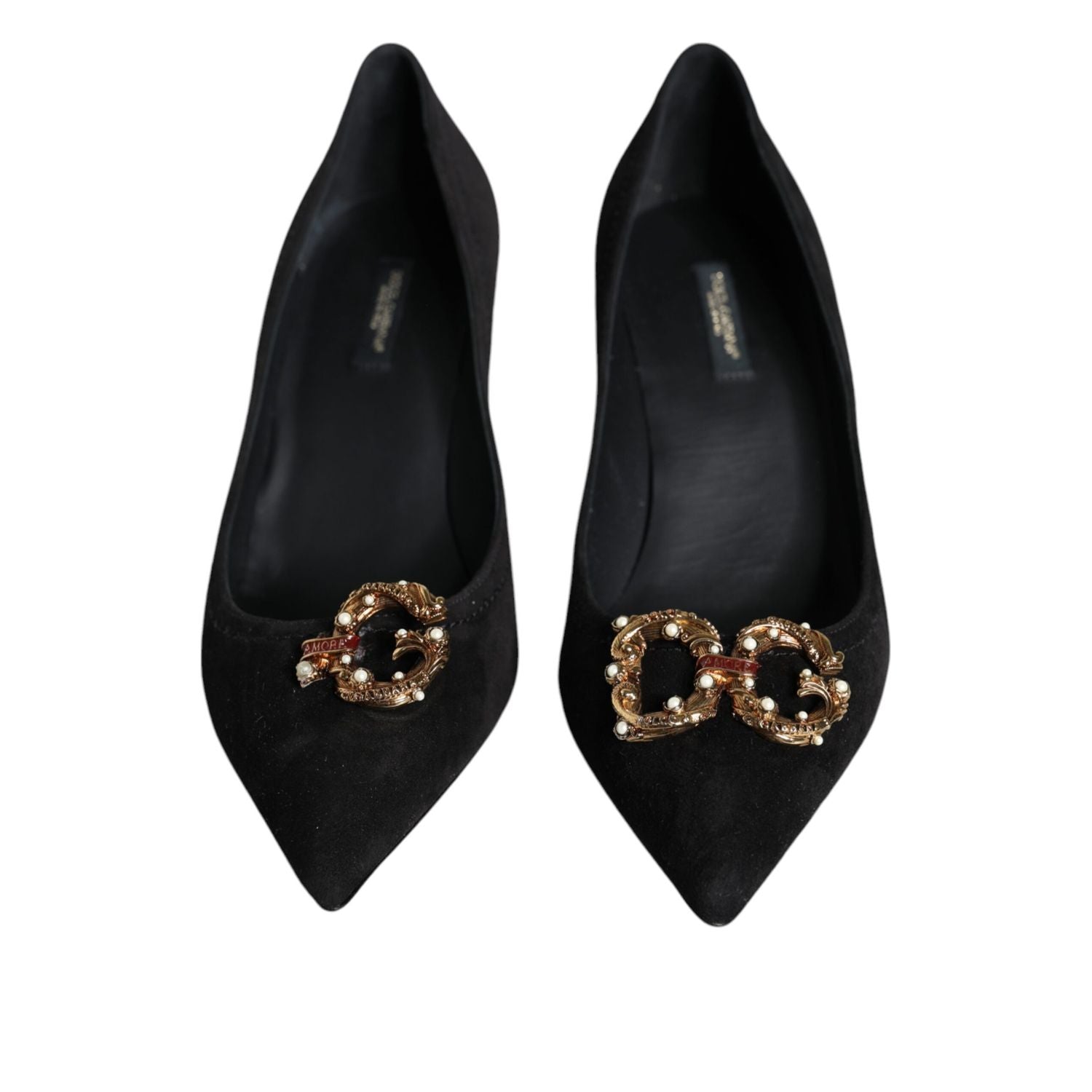 حذاء Dolce &amp; Gabbana Black Amore Suede Bellucci بكعب عالٍ