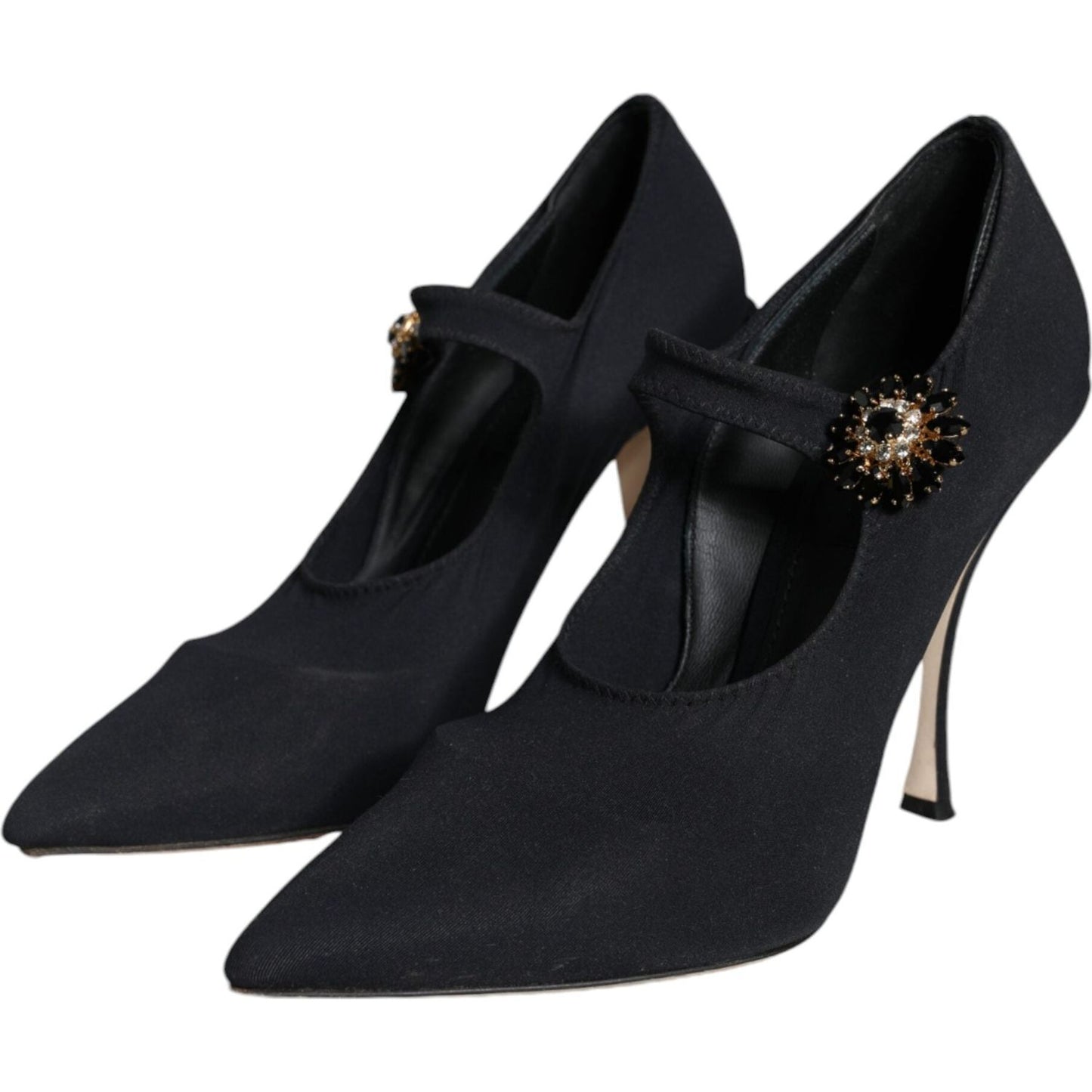 Dolce & Gabbana Black Mary Jane Jersey Crystal Pumps Shoes Dolce & Gabbana