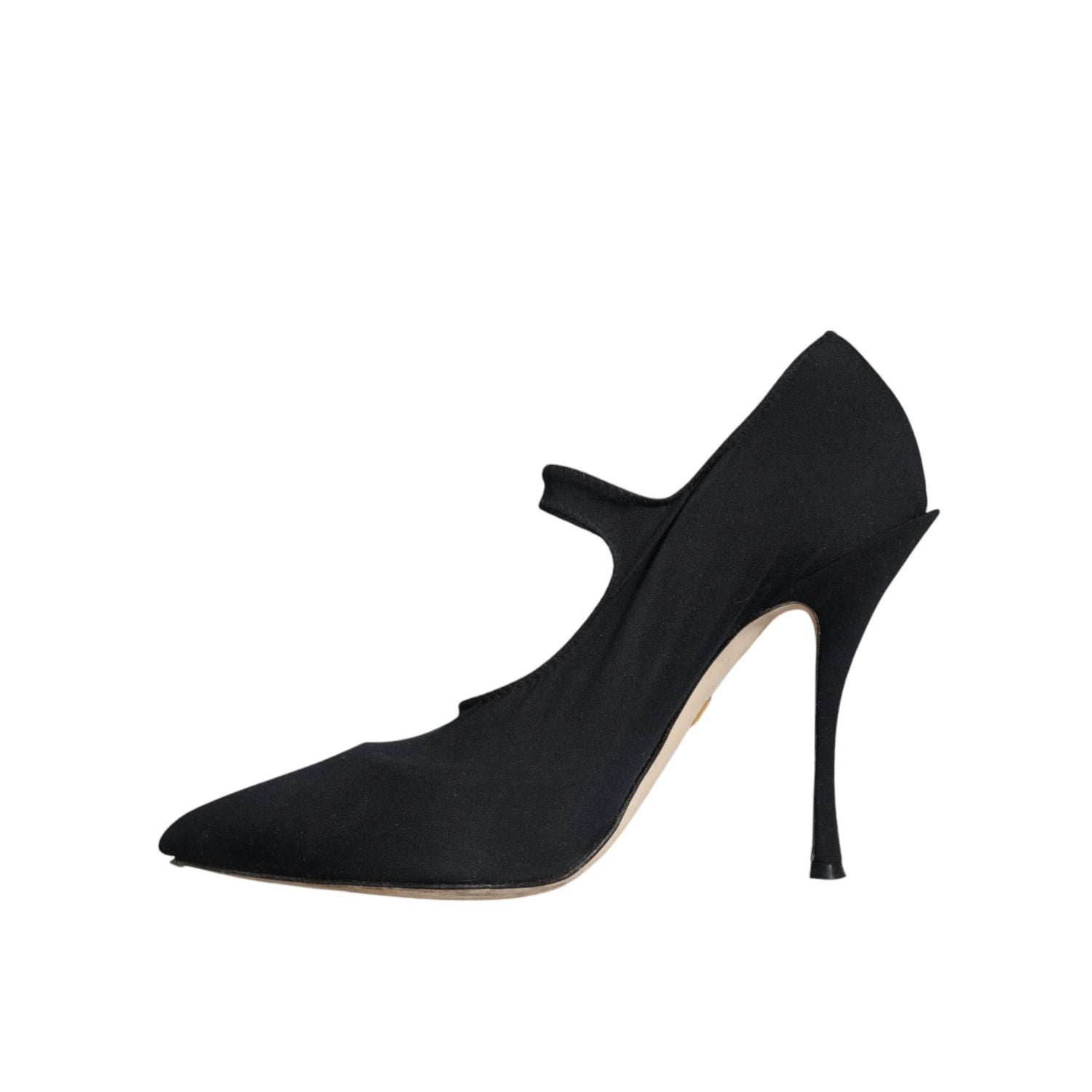 Dolce & Gabbana Black Mary Jane Jersey Crystal Pumps Shoes