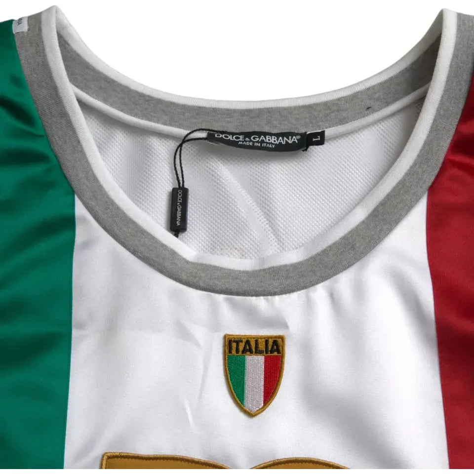 Dolce & Gabbana White Green Sleeveless Top Italian Flag Basket T-shirt Dolce & Gabbana