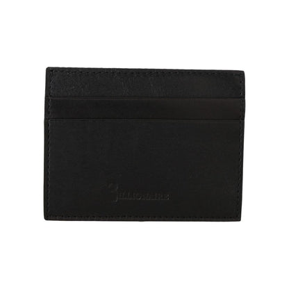 Billionaire Italian Couture Black Leather Cardholder Wallet Wallet