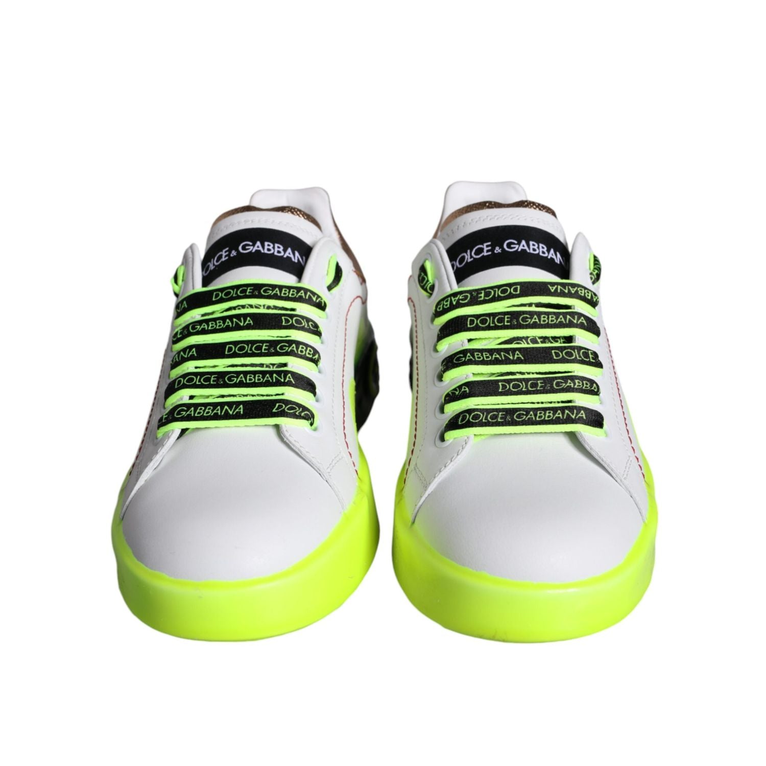 حذاء سنيكرز بورتوفينو منخفض الرقبة من الجلد الأبيض من دولتشي آند غابانا