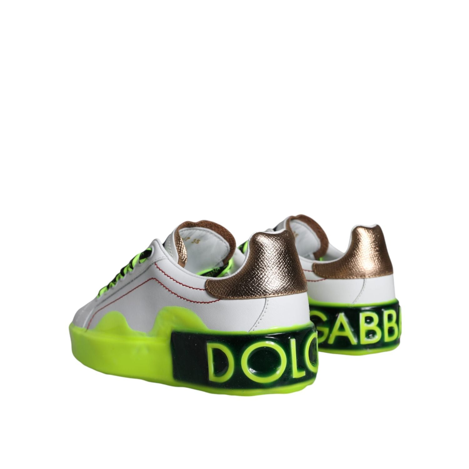 حذاء سنيكرز بورتوفينو منخفض الرقبة من الجلد الأبيض من دولتشي آند غابانا