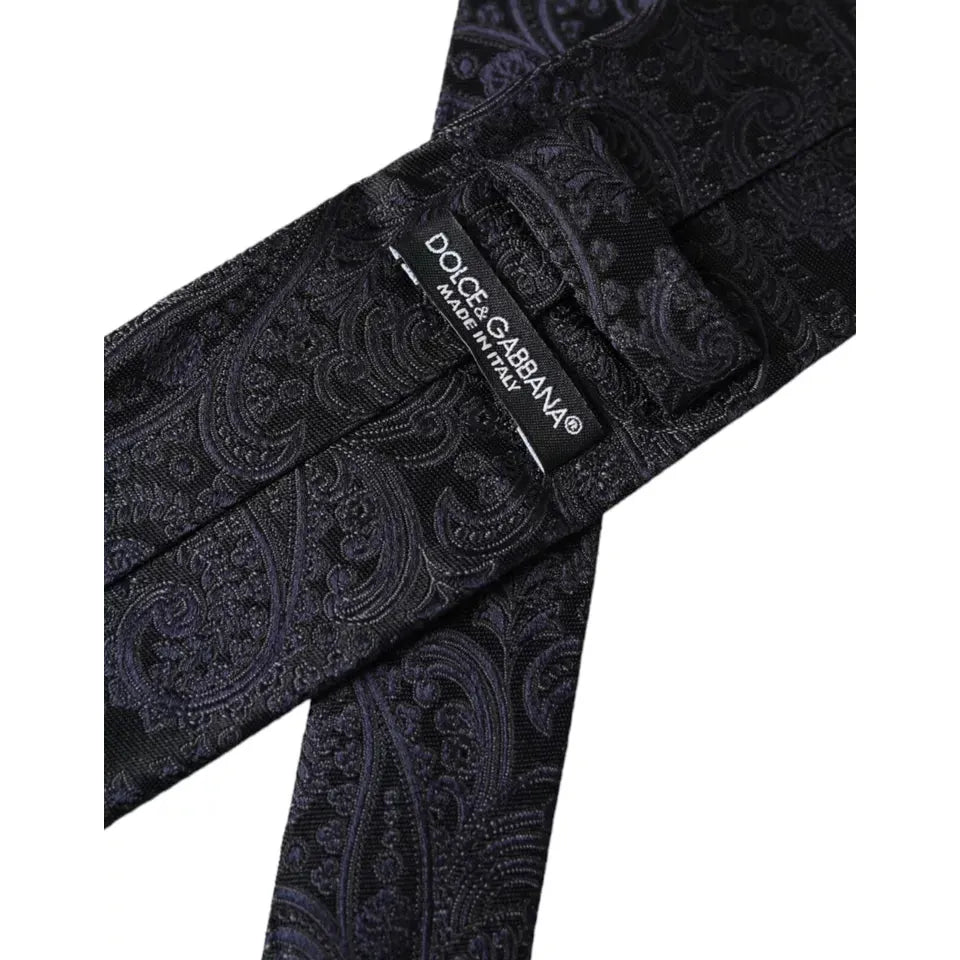 Dolce & Gabbana Black Patterned 100% Silk Adjustable Men Tie Dolce & Gabbana