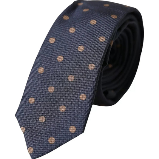 Dolce & Gabbana Black Dotted Fantasy Silk Adjustable Men Tie Dolce & Gabbana