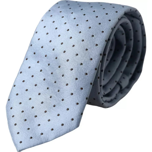 Dolce & Gabbana Light Blue Polka Dot Silk Adjustable Men Tie Dolce & Gabbana