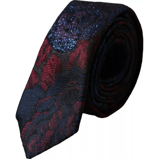 Dolce & Gabbana Red Blue Floral Fantasy Silk Adjustable Men Tie Dolce & Gabbana