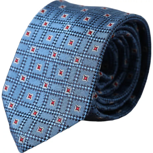 Dolce & Gabbana Blue Patterned 100% Silk Adjustable Men Tie Dolce & Gabbana