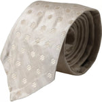Dolce & Gabbana Beige Dotted Silk Classic Adjustable Men Tie KRA3369