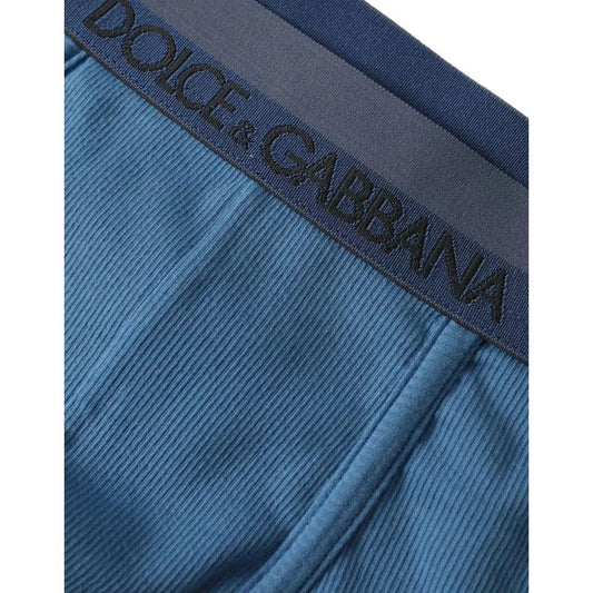 Dolce & Gabbana Blue Cotton Blend Regular Boxer Shorts Underwear Dolce & Gabbana