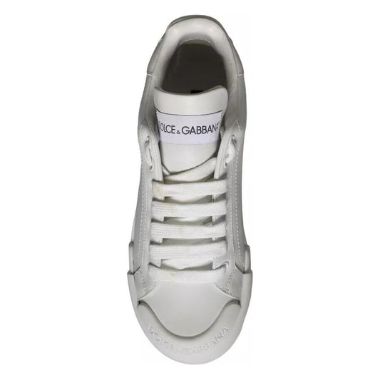 Dolce & Gabbana White Calfskin Leather Miami Low Top Sneakers Shoes Dolce & Gabbana