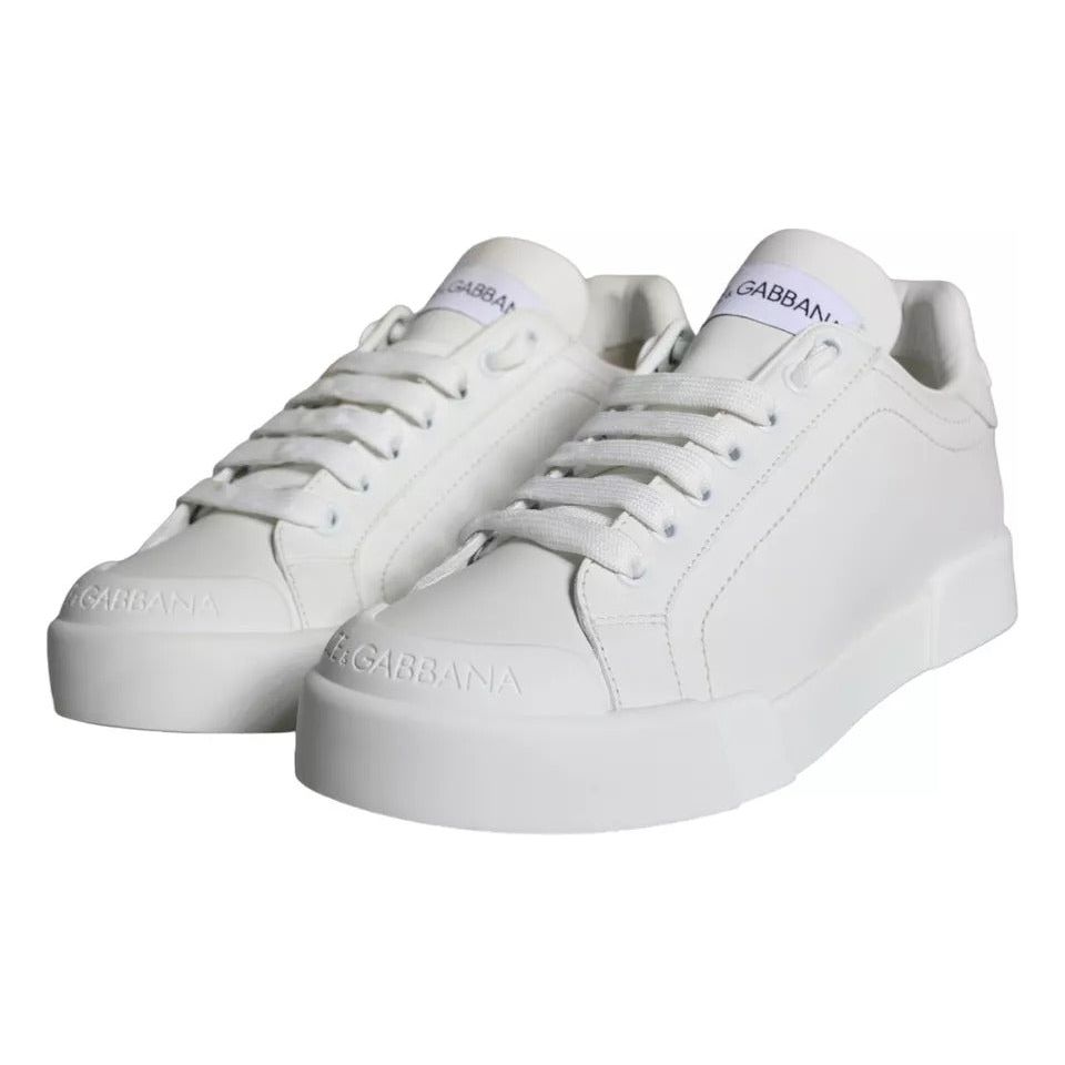 Dolce & Gabbana White Calfskin Leather Miami Low Top Sneakers Shoes Dolce & Gabbana