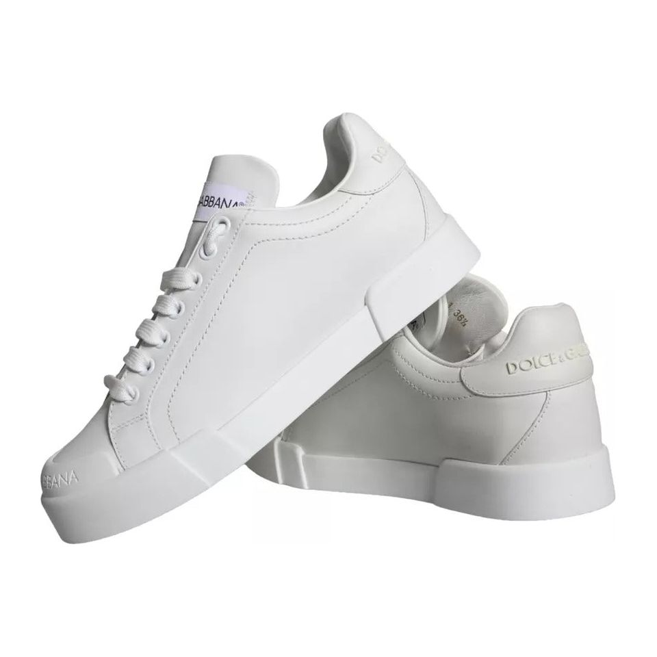 Dolce & Gabbana White Calfskin Leather Miami Low Top Sneakers Shoes Dolce & Gabbana