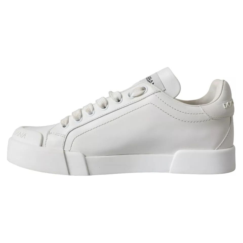 Dolce & Gabbana White Calfskin Leather Miami Low Top Sneakers Shoes Dolce & Gabbana