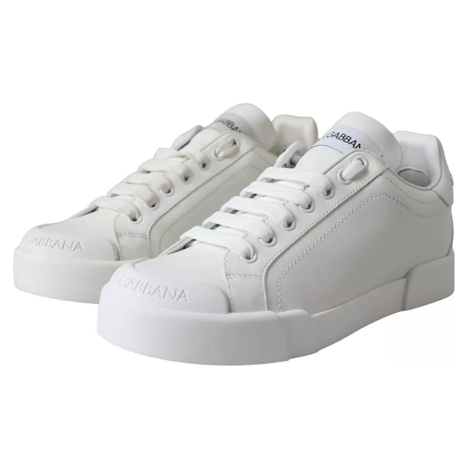 Dolce & Gabbana White Calfskin Leather Miami Low Top Sneakers Shoes Dolce & Gabbana