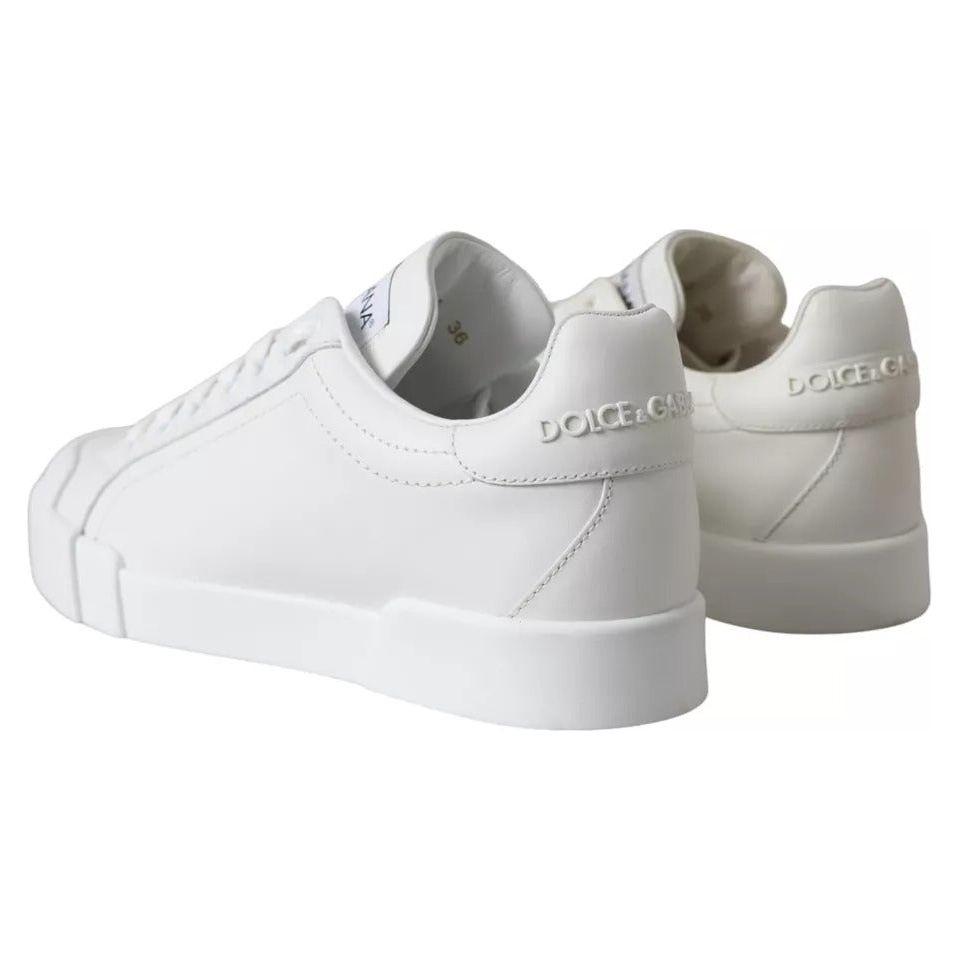 Dolce & Gabbana White Calfskin Leather Miami Low Top Sneakers Shoes Dolce & Gabbana