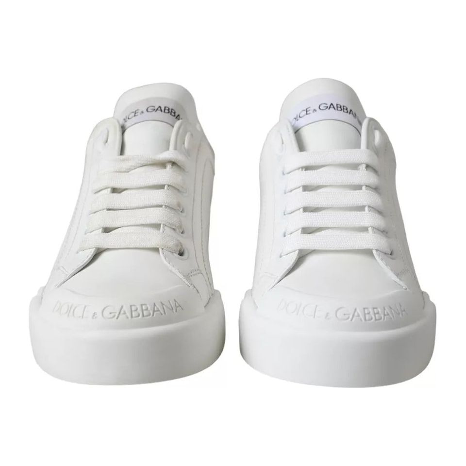 Dolce & Gabbana White Calfskin Leather Miami Low Top Sneakers Shoes Dolce & Gabbana