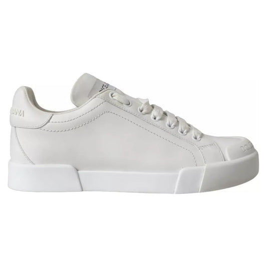 Dolce & Gabbana White Calfskin Leather Miami Low Top Sneakers Shoes Dolce & Gabbana