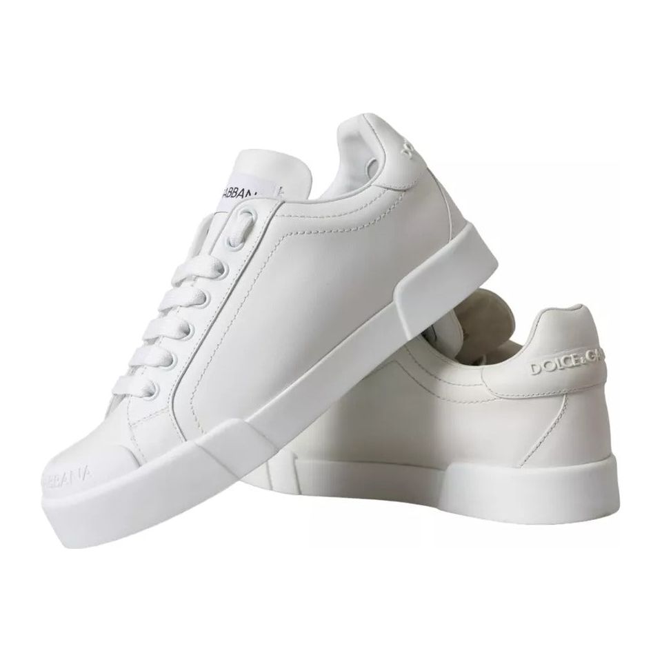 Dolce & Gabbana White Calfskin Leather Miami Low Top Sneakers Shoes Dolce & Gabbana