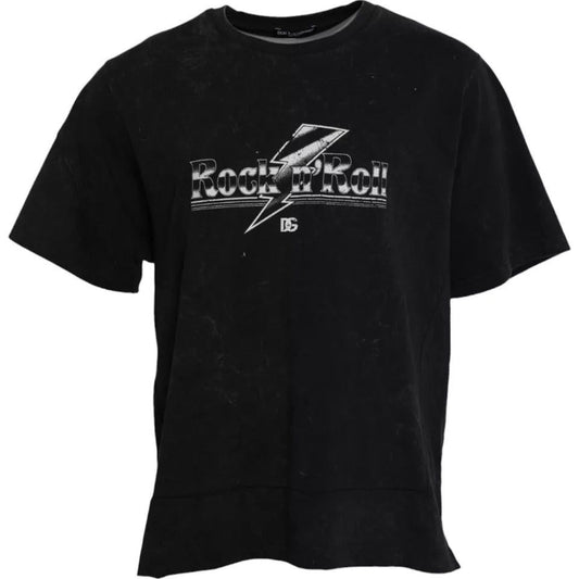 Dolce & Gabbana Black Graphic Print Cotton Crew Neck T-shirt Dolce & Gabbana