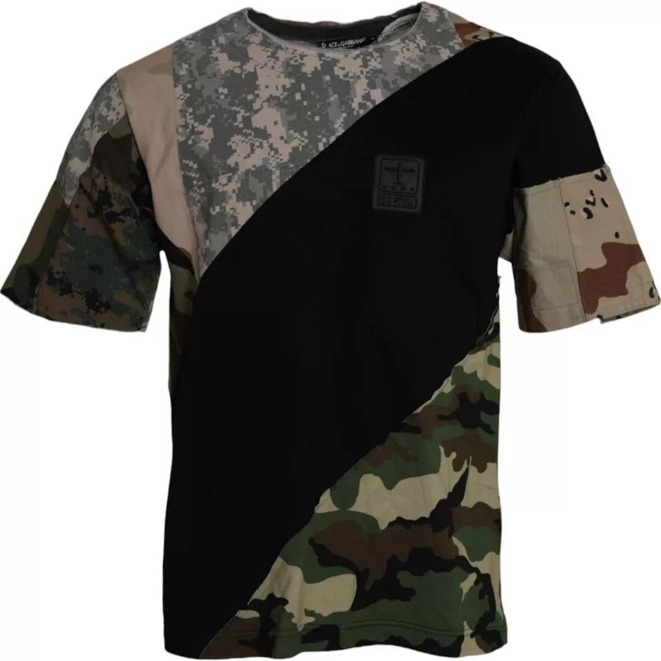 Dolce & Gabbana Multicolor Camouflage Cotton Round Neck Men T-shirt Dolce & Gabbana