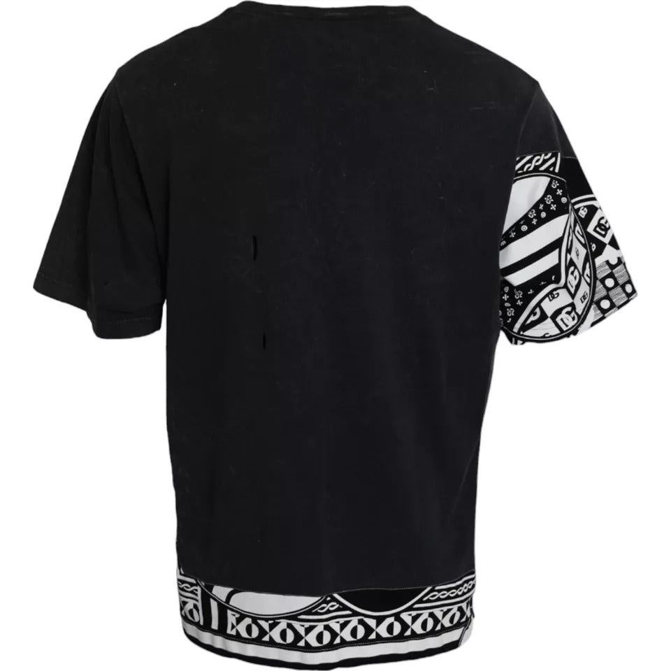 Dolce & Gabbana Black Graphic Printed Cotton Short Sleeves T-shirt Dolce & Gabbana