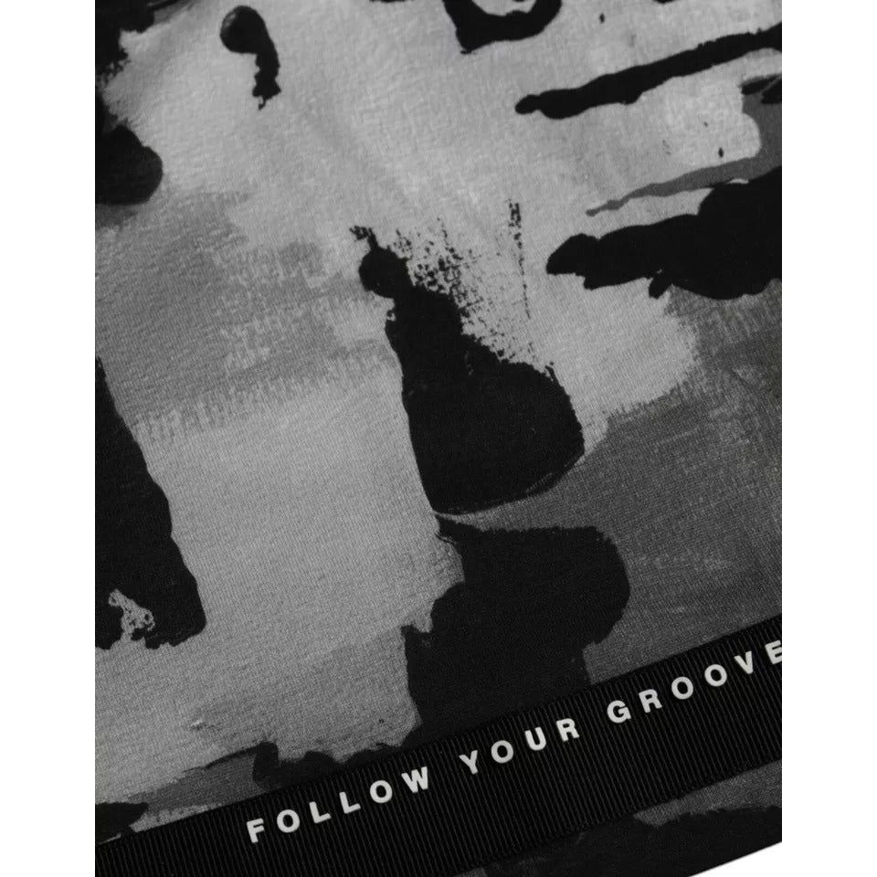 Dolce & Gabbana Black White Camouflage Round Neck T-shirt