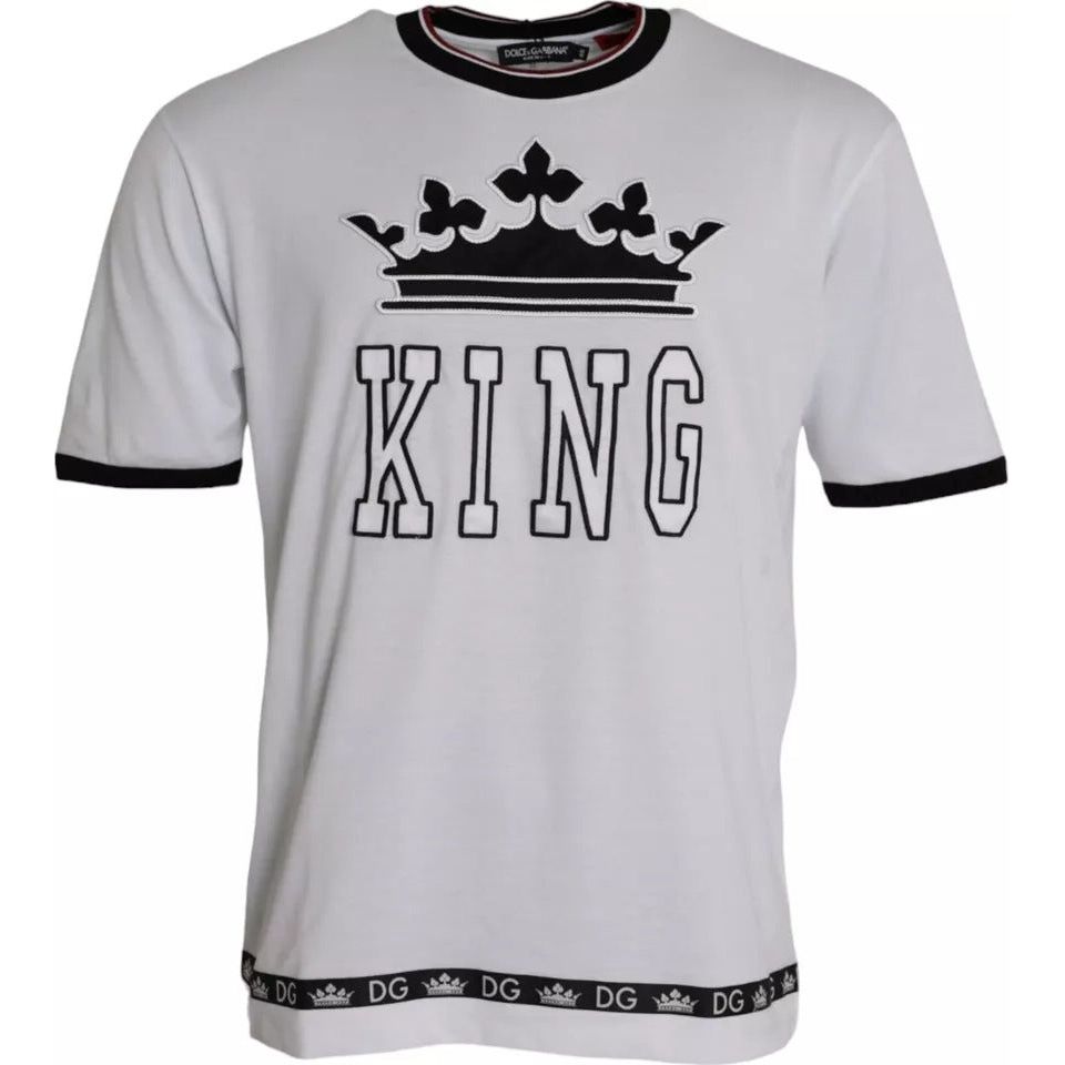 Dolce & Gabbana White Crown King Cotton Crew Neck Men T-shirt Dolce & Gabbana