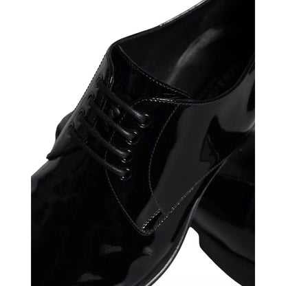 Dolce & Gabbana Black Calfskin Leather Derby Men Dress Shoes