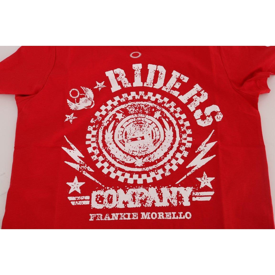 تي شيرت Frankie Morello Chic Red 'RIDERS' Motive Crewneck