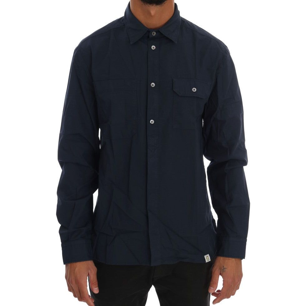 John Galliano Elegant Blue Cotton Casual Shirt John Galliano