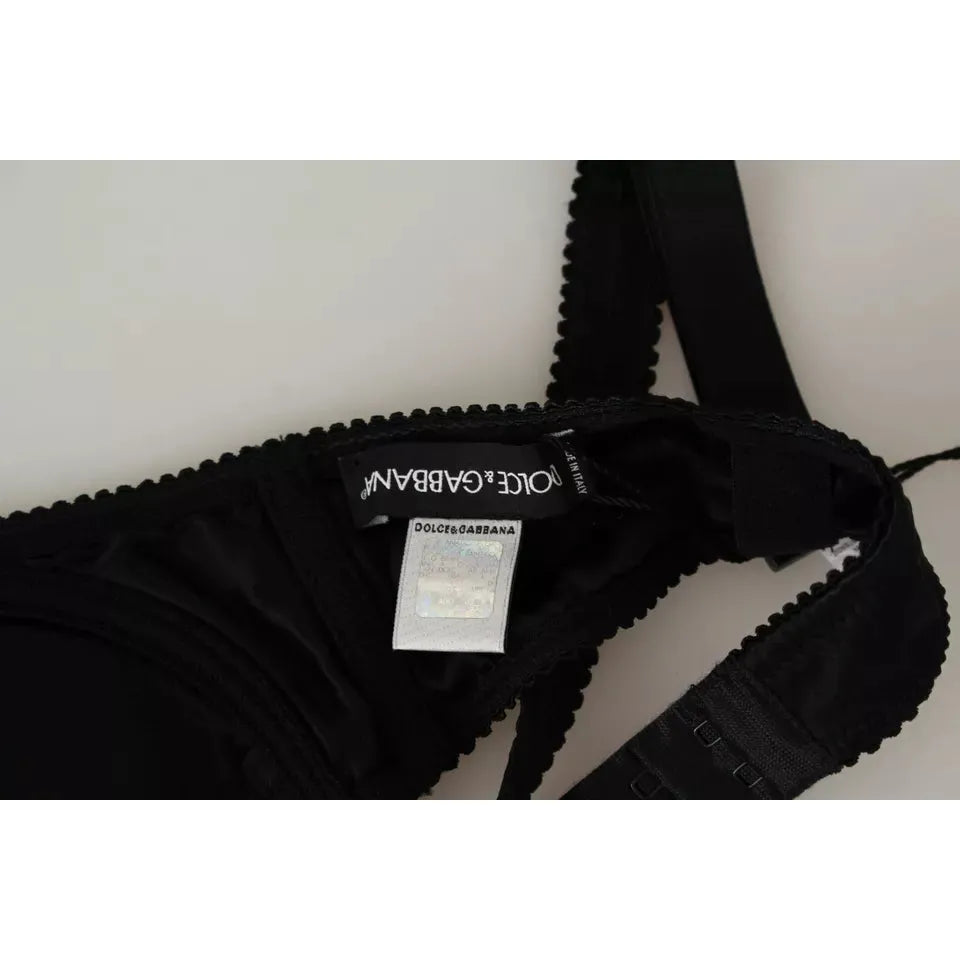 Dolce & Gabbana Black Silk Lace Balconcino Bra Underwear