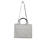 Versace White Top Handle Canvas Leather Logo Crossbody Tote Bag