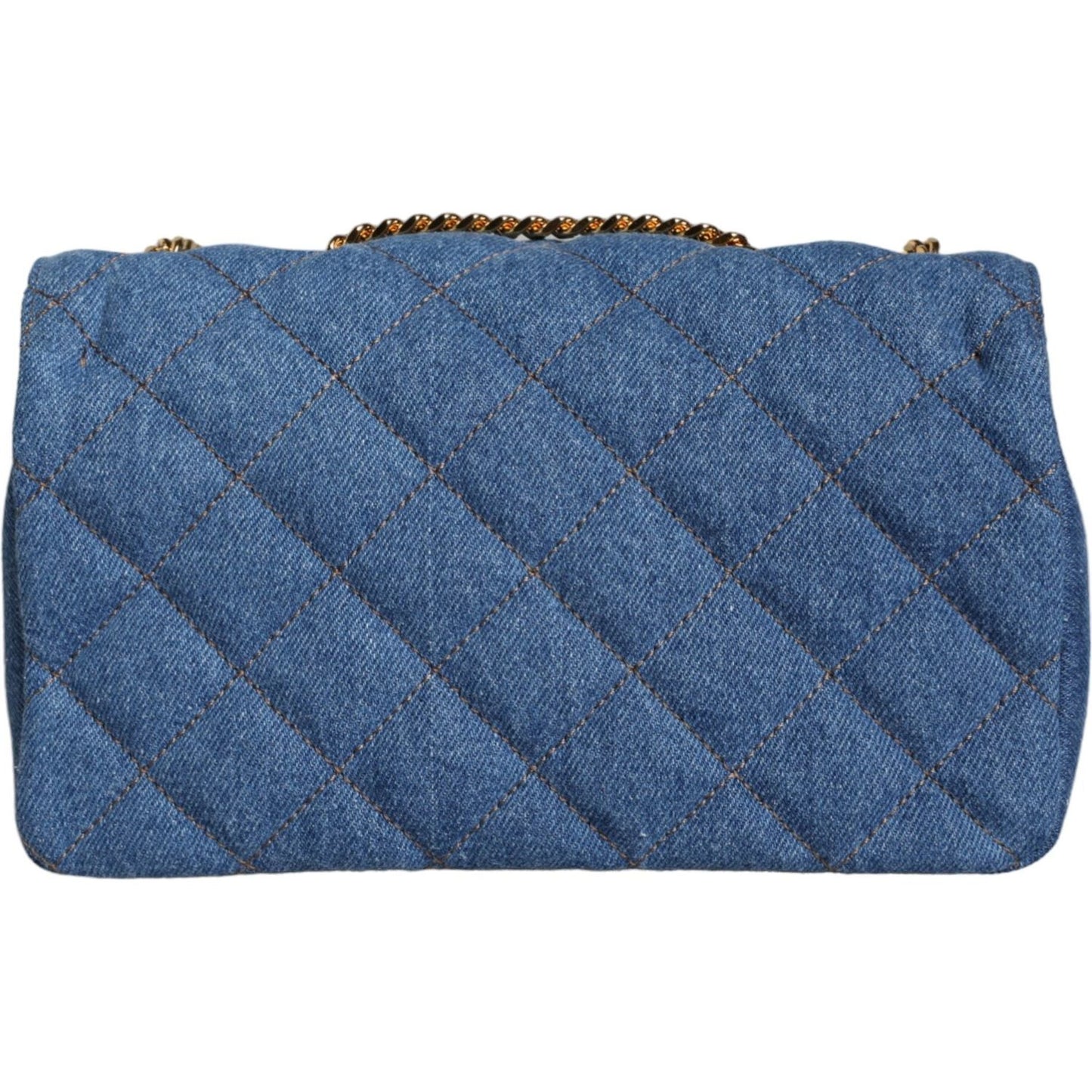 Versace Blue Quilted Denim Leather Crossbody Shoulder Bag Versace