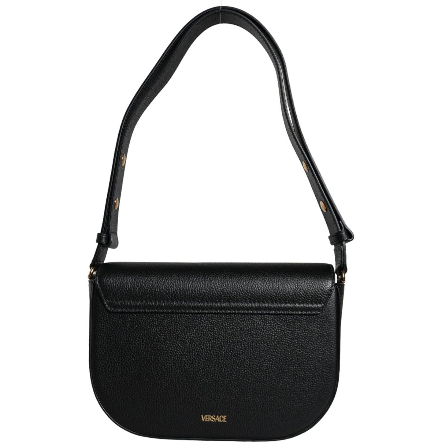 Versace Black Grainy Calf Leather Crossbody Shoulder Bag Versace