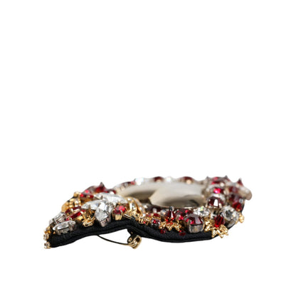 Dolce & Gabbana Gold Tone Brass Sacred Heart Crystal Embellished Brooch Brooch