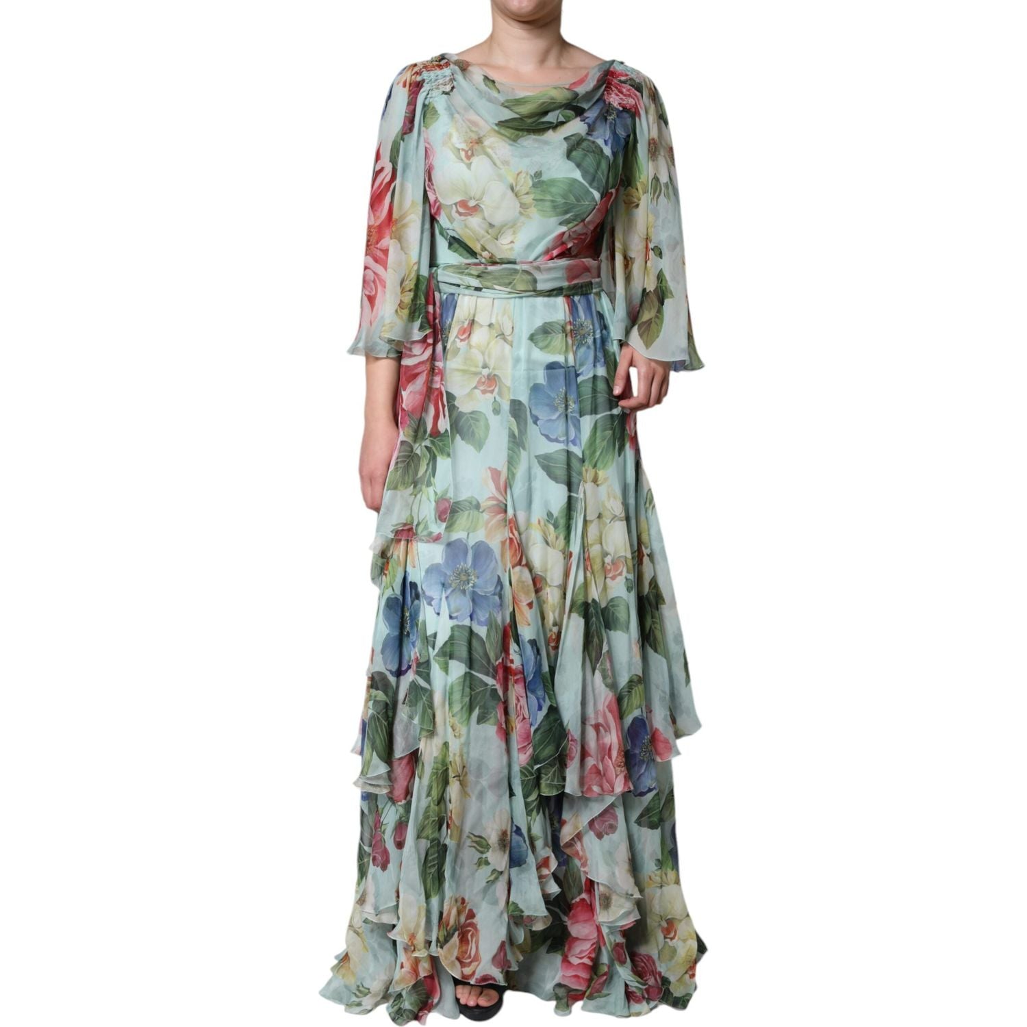Dolce & Gabbana Multicolor Floral Silk Long Gown Dress
