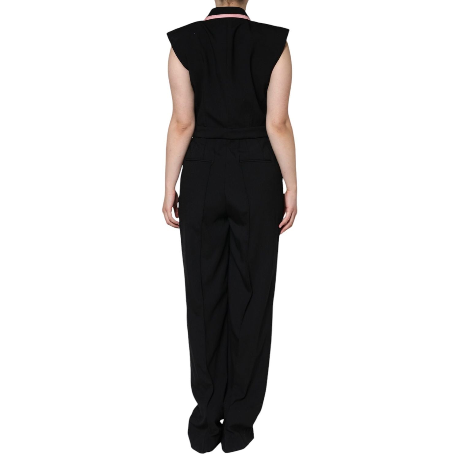 Dolce & Gabbana Black Wool Blend Sleeveless Jumpsuit Dress