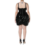 Dolce & Gabbana Black Polyester Ruched Coated Mini Dress