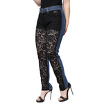 Dolce & Gabbana Black Floral Lace Front Skinny Denim Jeans