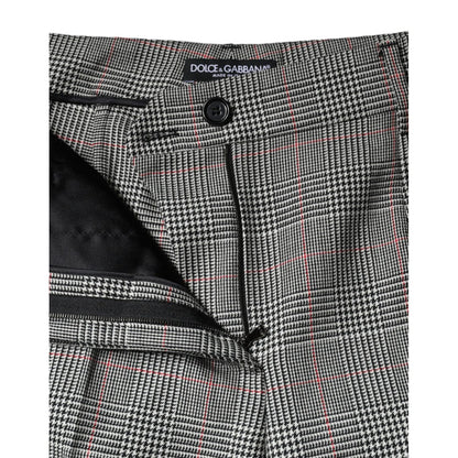 Dolce & Gabbana Gray Plaid Wool Mid Waist Women Tapered Pants