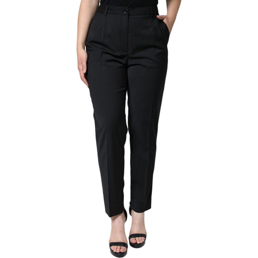 Dolce & Gabbana Black High Waist Tapered Women Pants Dolce & Gabbana