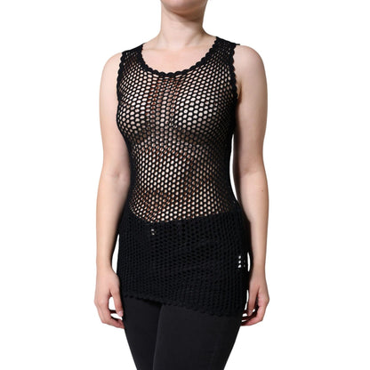 Dolce & Gabbana Black Mesh See Through Sleeveless Tank Top