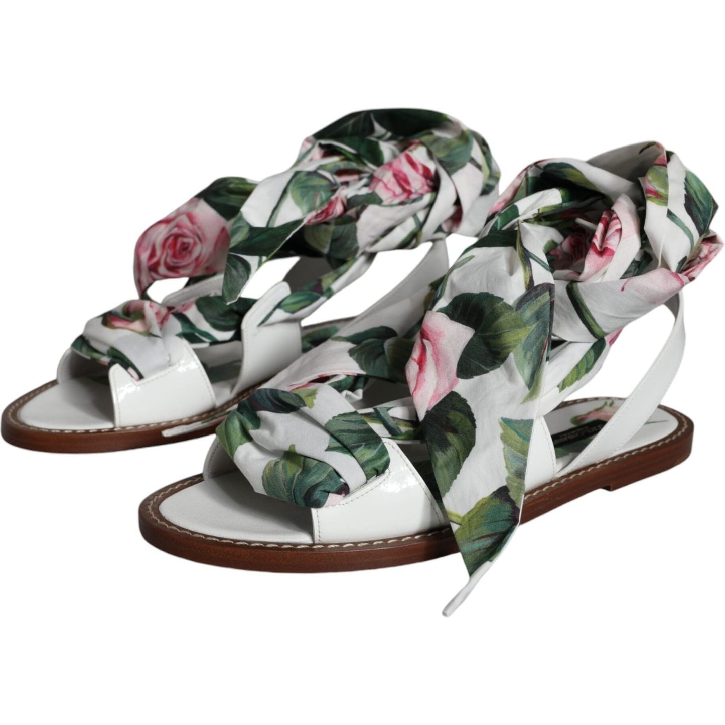 Dolce & Gabbana Multicolor Floral Print Ankle Wrap Sandals Shoes Dolce & Gabbana