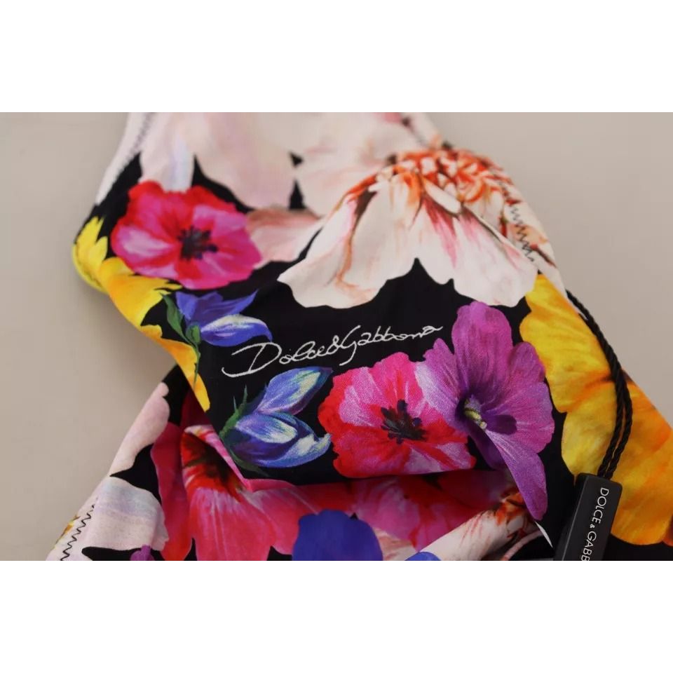 Dolce & Gabbana Black Floral Print Swimsuit Bikini Bottom Swimwear